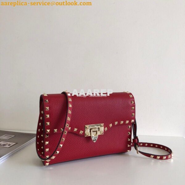 Replica Valentino Small Rockstud Grainy Calfskin Crossbody Bag 0181B R 5