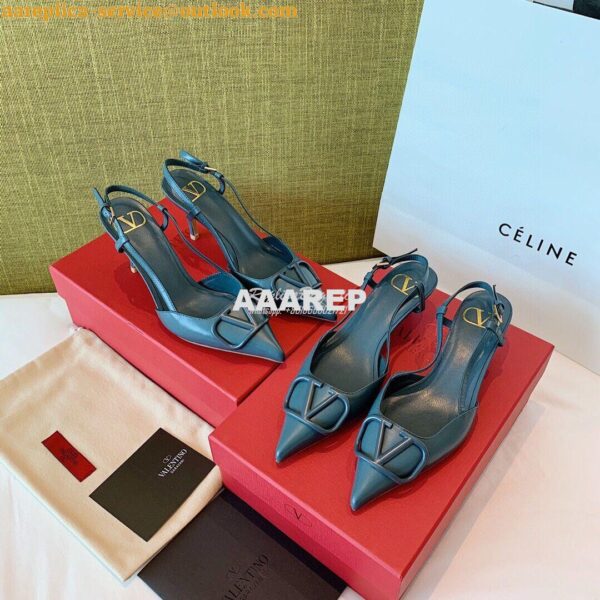 Replica Valentino VLogo Calfskin Slingback Pump 40mm 80mm SW2S0Q70 Blu 12