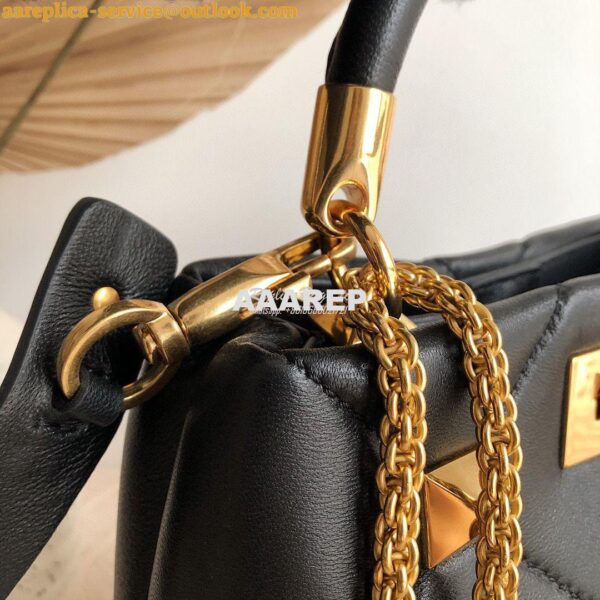 Replica Valentino Small Roman Stud The Handle Bag In Nappa BSF098 Blac 3