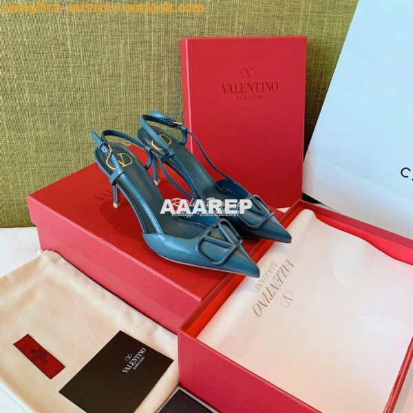 Replica Valentino VLogo Calfskin Slingback Pump 40mm 80mm SW2S0Q70 Blu 14