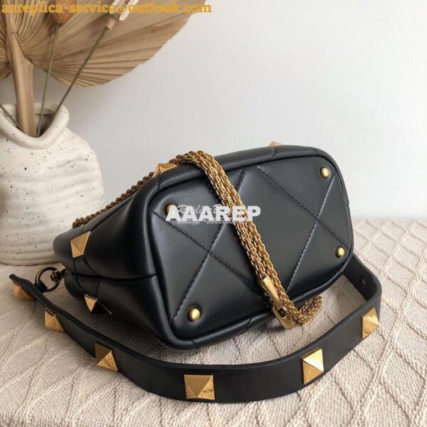 Replica Valentino Small Roman Stud The Handle Bag In Nappa BSF098 Blac 5