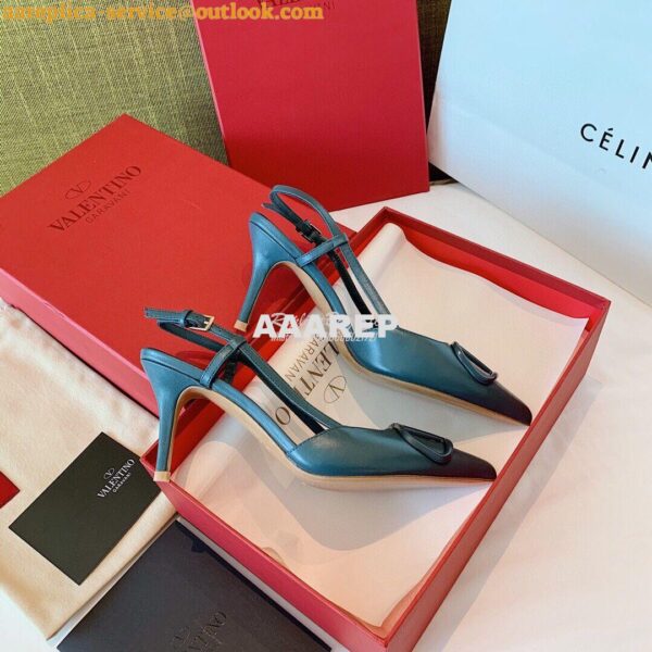 Replica Valentino VLogo Calfskin Slingback Pump 40mm 80mm SW2S0Q70 Blu 15