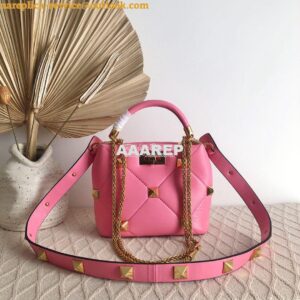 Replica Valentino Small Roman Stud The Handle Bag In Nappa BSF098 Flam 2