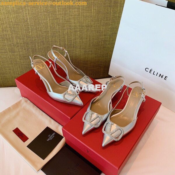 Replica Valentino VLogo Laminated Nappa Slingback Pump 40mm 80mm SW2S0 3