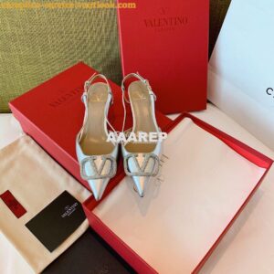 Replica Valentino VLogo Laminated Nappa Slingback Pump 40mm 80mm SW2S0 2