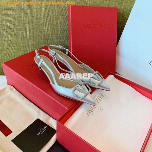 Replica Valentino VLogo Laminated Nappa Slingback Pump 40mm 80mm SW2S0 5