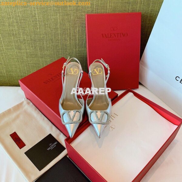 Replica Valentino VLogo Laminated Nappa Slingback Pump 40mm 80mm SW2S0 9