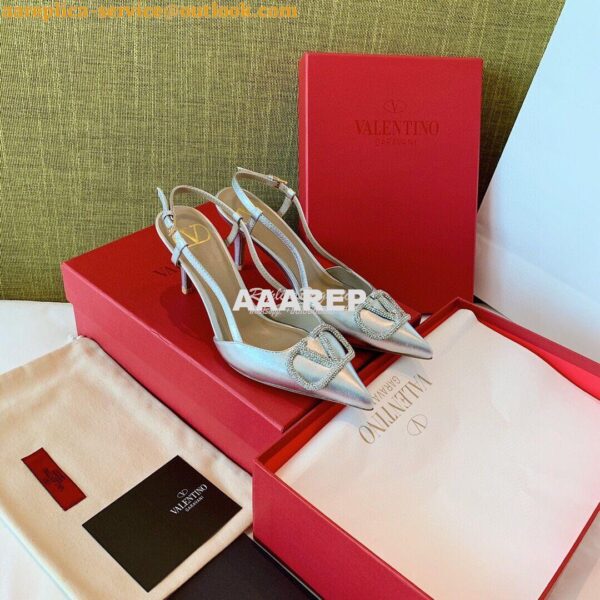 Replica Valentino VLogo Laminated Nappa Slingback Pump 40mm 80mm SW2S0 10