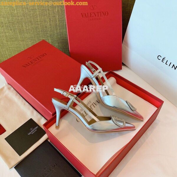 Replica Valentino VLogo Laminated Nappa Slingback Pump 40mm 80mm SW2S0 11