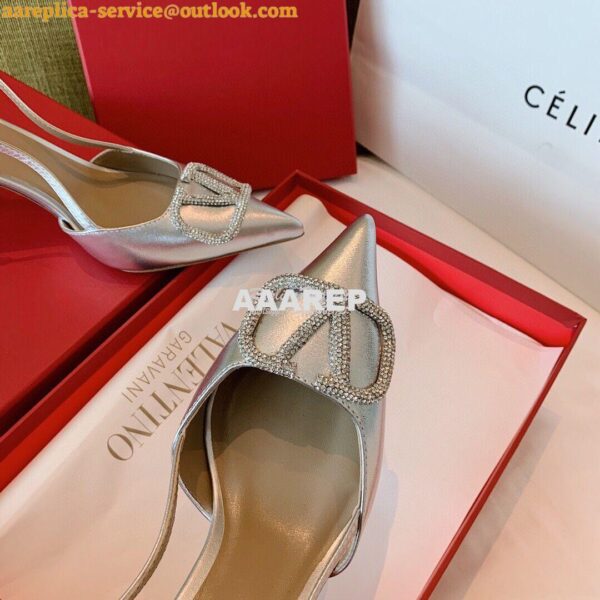 Replica Valentino VLogo Laminated Nappa Slingback Pump 40mm 80mm SW2S0 12