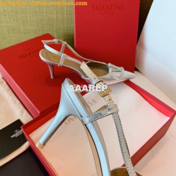 Replica Valentino VLogo Laminated Nappa Slingback Pump 40mm 80mm SW2S0 14