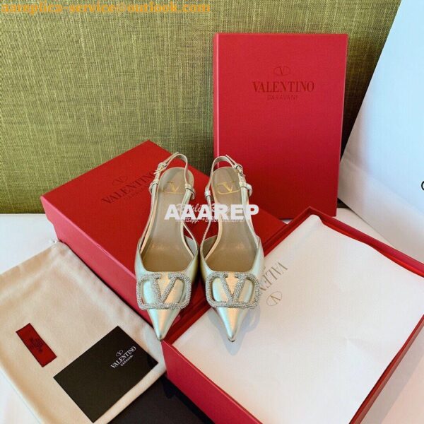 Replica Valentino VLogo Laminated Nappa Slingback Pump 40mm 80mm SW2S0 4