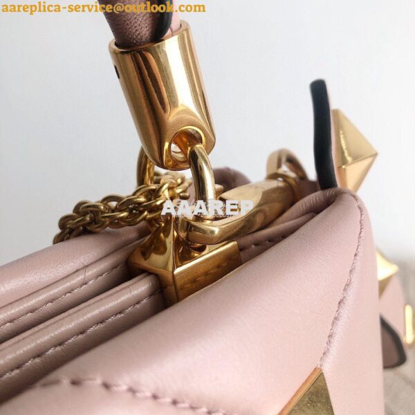 Replica Valentino Small Roman Stud The Handle Bag In Nappa BSF098 Rose 6