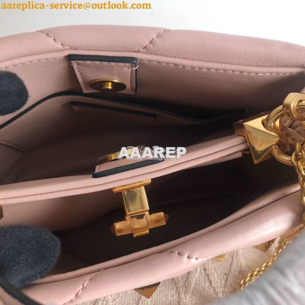 Replica Valentino Small Roman Stud The Handle Bag In Nappa BSF098 Rose 8