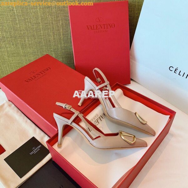 Replica Valentino VLogo Laminated Nappa Slingback Pump 40mm 80mm SW2S0 14