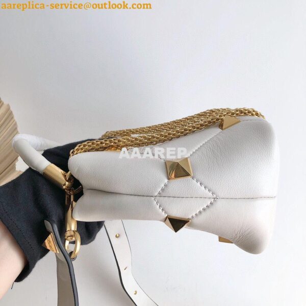 Replica Valentino Small Roman Stud The Handle Bag In Nappa BSF098 Whit 5