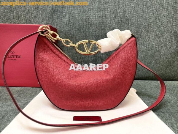 Replica Valentino Small Vlogo Moon Hobo Bag In Grainy Calfskin With Ch 2