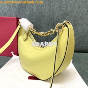 Replica Valentino Small Vlogo Moon Hobo Bag In Grainy Calfskin With Ch 2