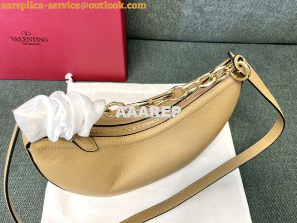 Replica Valentino Small Vlogo Moon Hobo Bag In Grainy Calfskin With Ch 3