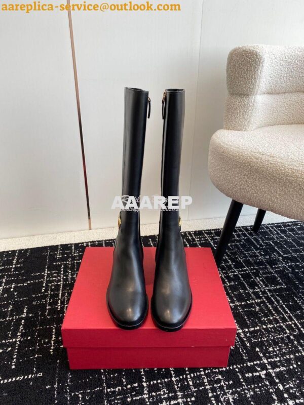 Replica Valentino Vlogo Signature Calfskin Boot 30mm 3W2S0CT2 Black 2