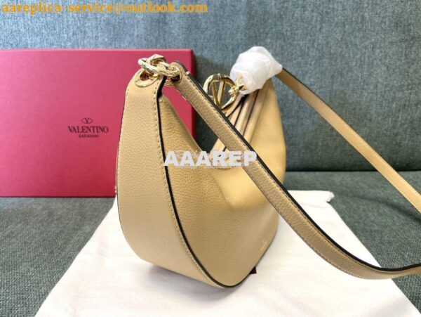 Replica Valentino Small Vlogo Moon Hobo Bag In Grainy Calfskin With Ch 4