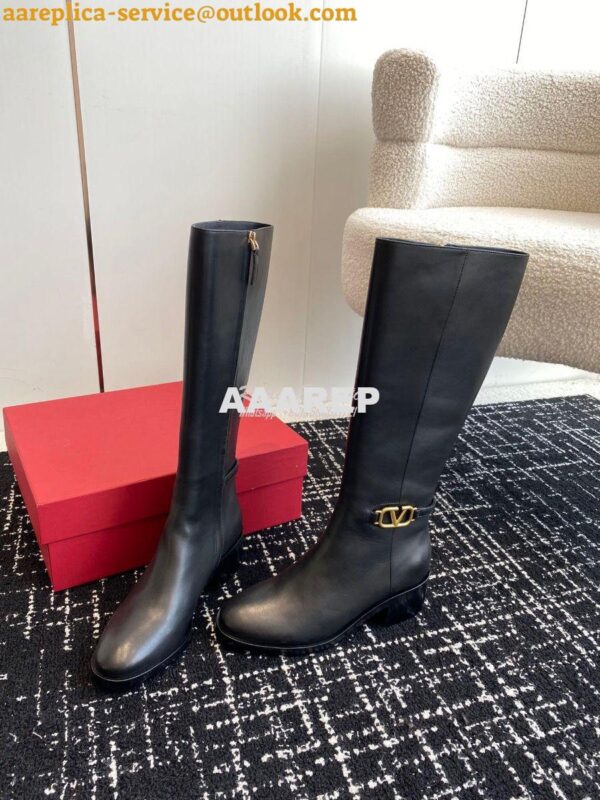 Replica Valentino Vlogo Signature Calfskin Boot 30mm 3W2S0CT2 Black 7