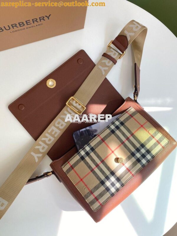 Replica Burberry Leather and Vintage Check Note Crossbody Bag 80211111 8