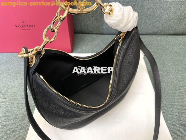 Replica Valentino Small Vlogo Moon Hobo Bag In Grainy Calfskin With Ch 7