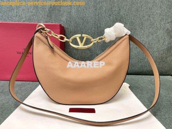 Replica Valentino Small Vlogo Moon Hobo Bag In Grainy Calfskin With Ch