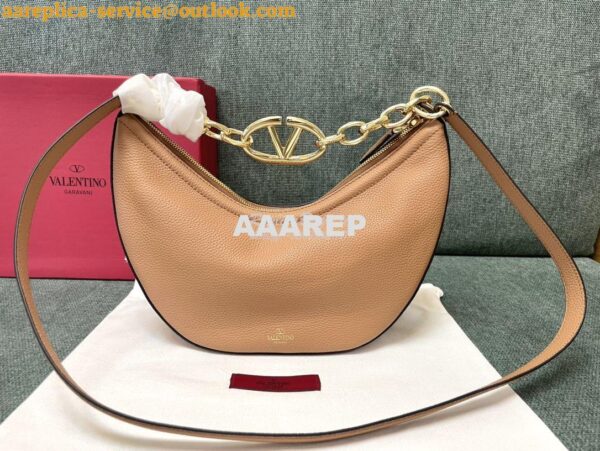 Replica Valentino Small Vlogo Moon Hobo Bag In Grainy Calfskin With Ch 2