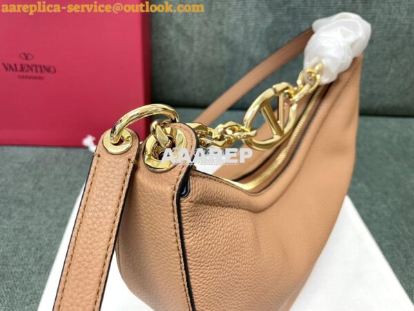 Replica Valentino Small Vlogo Moon Hobo Bag In Grainy Calfskin With Ch 3