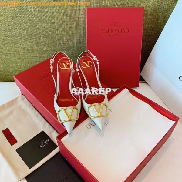 Replica Valentino Gold VLogo Calfskin Slingback Pump 40mm 80mm SW2S0Q7 2