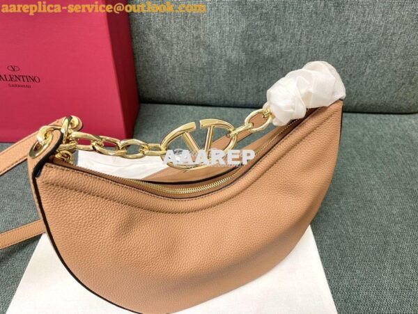 Replica Valentino Small Vlogo Moon Hobo Bag In Grainy Calfskin With Ch 4