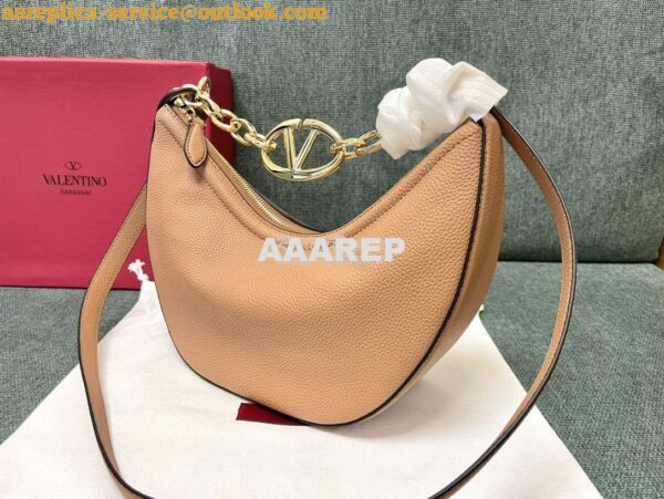 Replica Valentino Small Vlogo Moon Hobo Bag In Grainy Calfskin With Ch 6