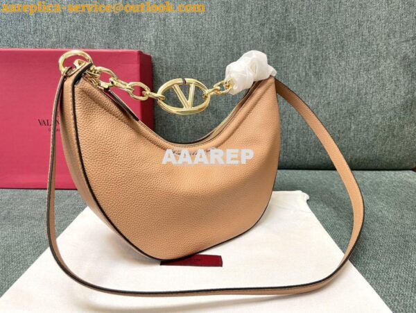 Replica Valentino Small Vlogo Moon Hobo Bag In Grainy Calfskin With Ch 7