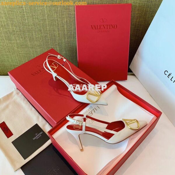 Replica Valentino Gold VLogo Calfskin Slingback Pump 40mm 80mm SW2S0Q7 5