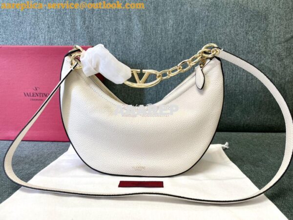 Replica Valentino Small Vlogo Moon Hobo Bag In Grainy Calfskin With Ch