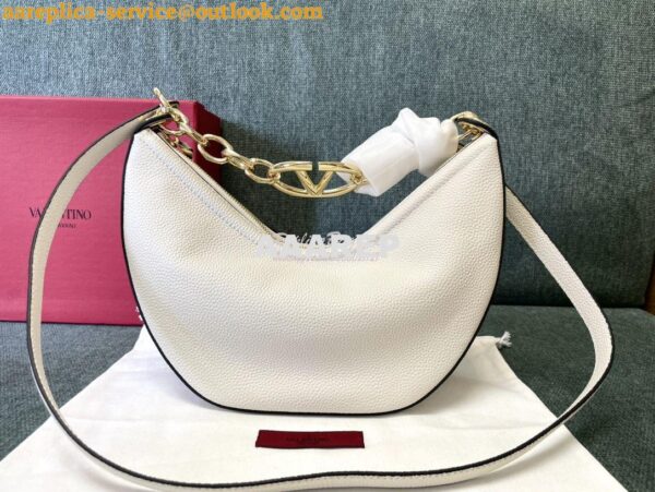 Replica Valentino Small Vlogo Moon Hobo Bag In Grainy Calfskin With Ch 2