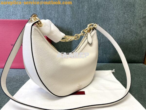 Replica Valentino Small Vlogo Moon Hobo Bag In Grainy Calfskin With Ch 3