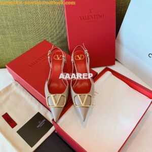 Replica Valentino Gold VLogo Calfskin Slingback Pump 40mm 80mm SW2S0Q7