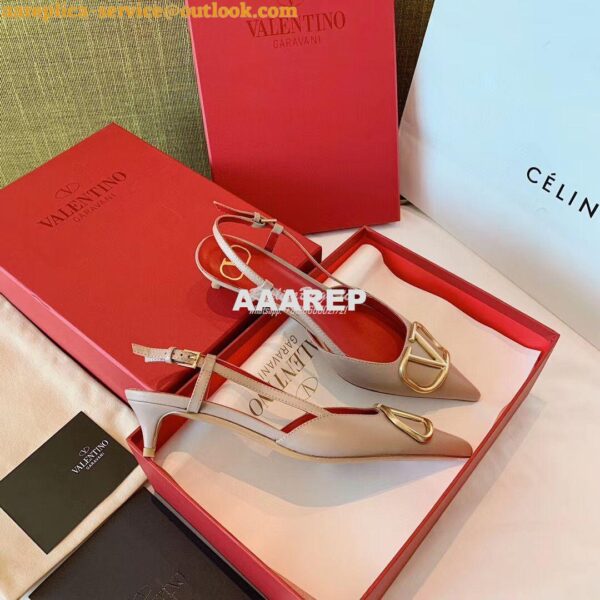 Replica Valentino Gold VLogo Calfskin Slingback Pump 40mm 80mm SW2S0Q7 5