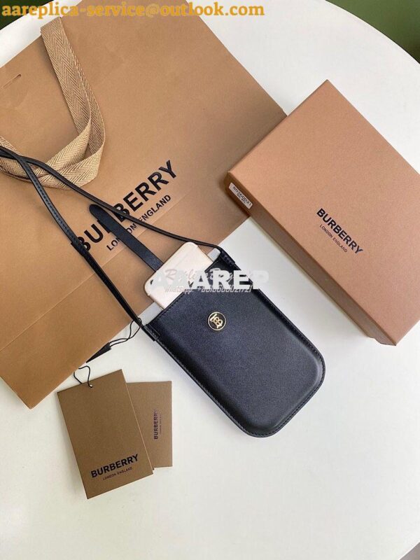 Replica Burberry Leather Phone Case with Strap 80267361 Black