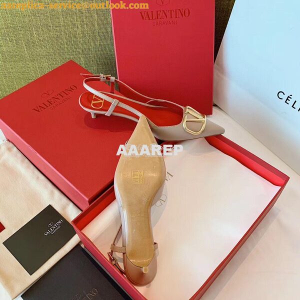 Replica Valentino Gold VLogo Calfskin Slingback Pump 40mm 80mm SW2S0Q7 8