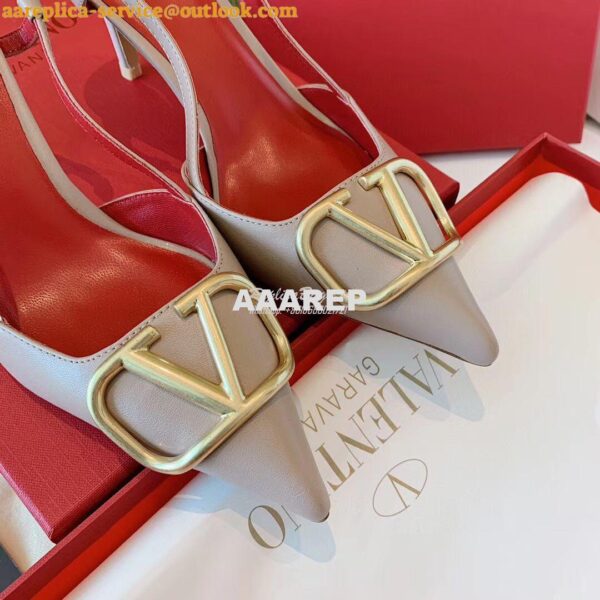 Replica Valentino Gold VLogo Calfskin Slingback Pump 40mm 80mm SW2S0Q7 13