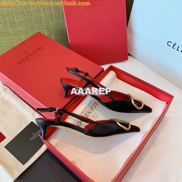 Replica Valentino Gold VLogo Calfskin Slingback Pump 40mm 80mm SW2S0Q7 4