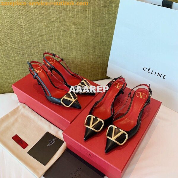 Replica Valentino Gold VLogo Calfskin Slingback Pump 40mm 80mm SW2S0Q7 8