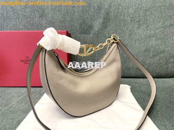 Replica Valentino Small Vlogo Moon Hobo Bag In Grainy Calfskin With Ch 2