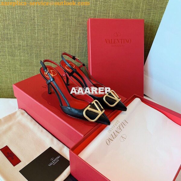 Replica Valentino Gold VLogo Calfskin Slingback Pump 40mm 80mm SW2S0Q7 10