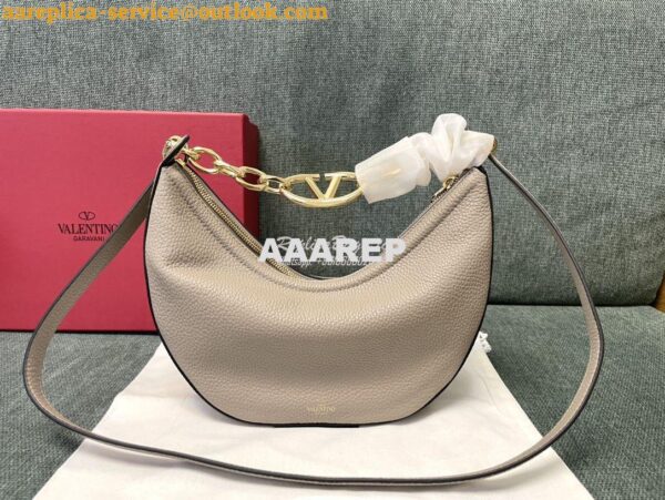 Replica Valentino Small Vlogo Moon Hobo Bag In Grainy Calfskin With Ch 5