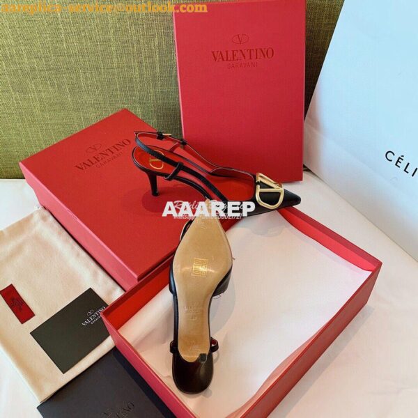 Replica Valentino Gold VLogo Calfskin Slingback Pump 40mm 80mm SW2S0Q7 15